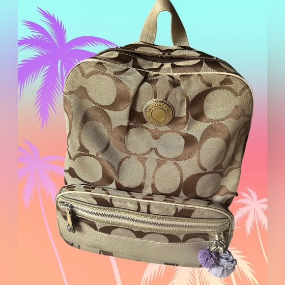 Coach Handbags - COACH Signature C Poppy Backpack in Tan/Brown/Gold Metallic - Gorgeous!